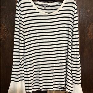 Anthropologie Black and White Long Sleeve Relaxed Tee